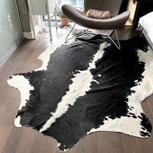 Real cow fur rug, black & white